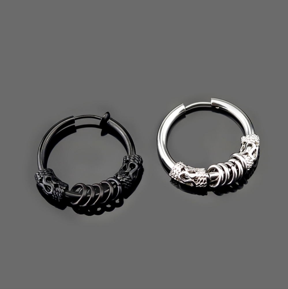 Pair Hoop Mens Earrings Small Circle Hip Hop - Picture 4 of 6